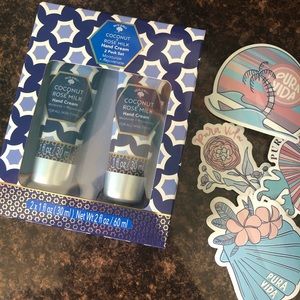 Lotion set and Pura Vida stickers